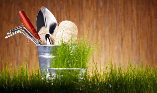 Seasonal garden landscaping in Barkingside with lighting and structure